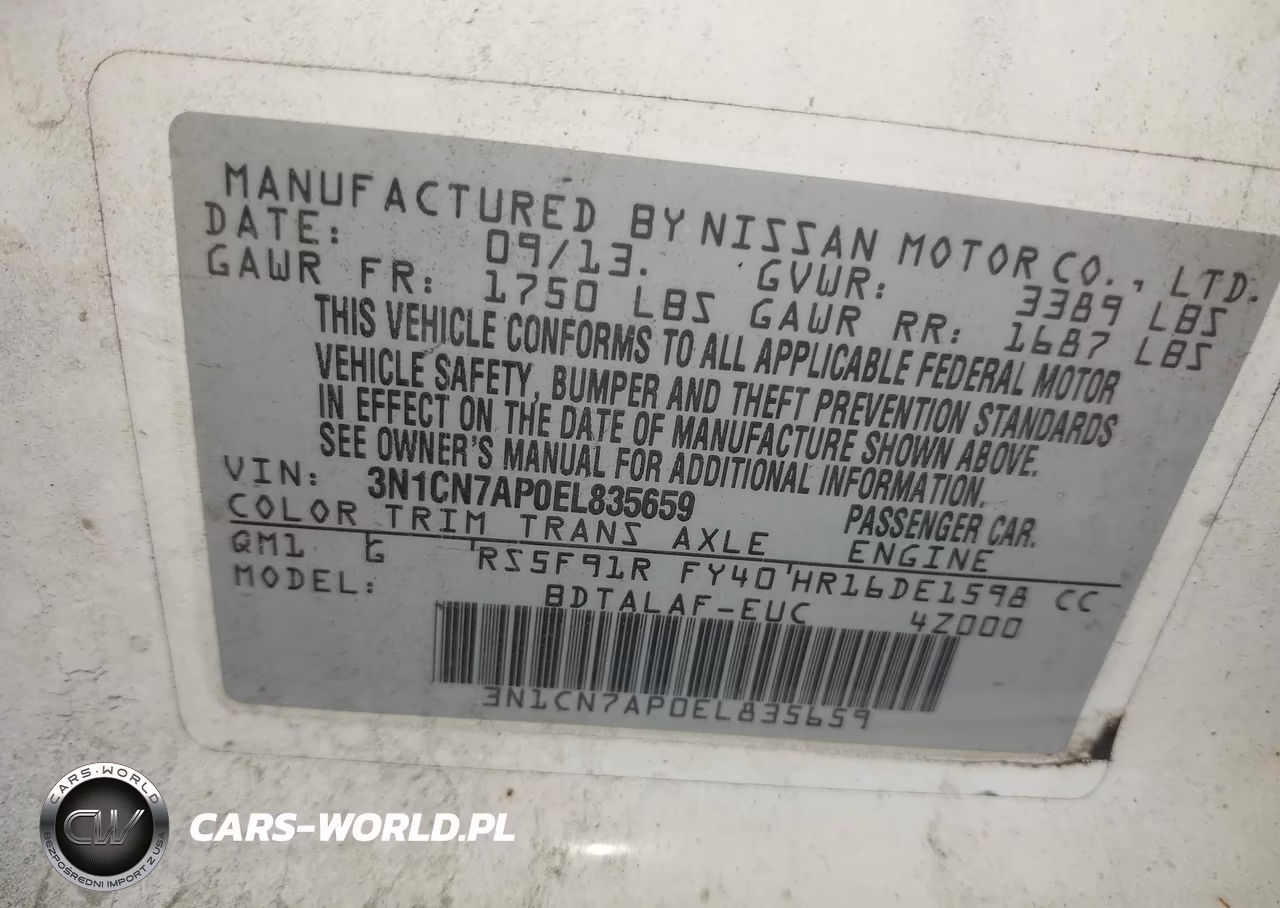 2014 Nissan Versa S VIN:3N1CN7AP0EL835659 - 9