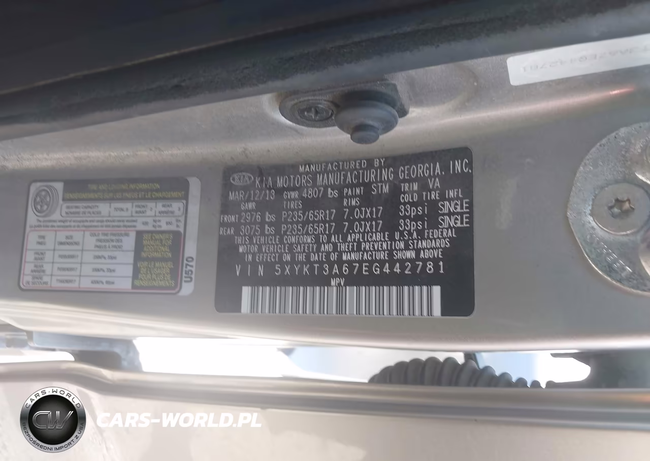 2014 Kia Sorento Lx VIN:5XYKT3A67EG442781 - 9