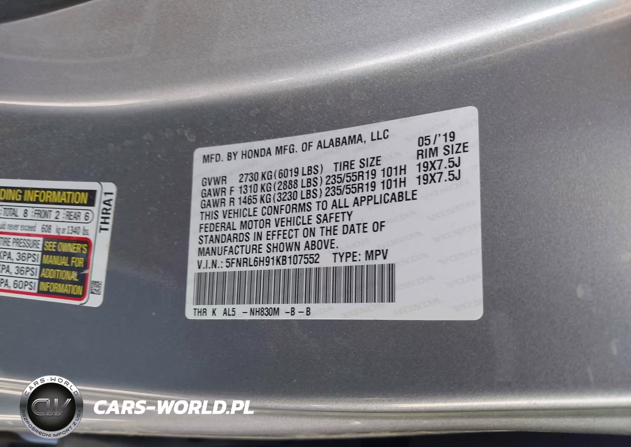 2019 Honda Odyssey Elite VIN:5FNRL6H91KB107552 - 9