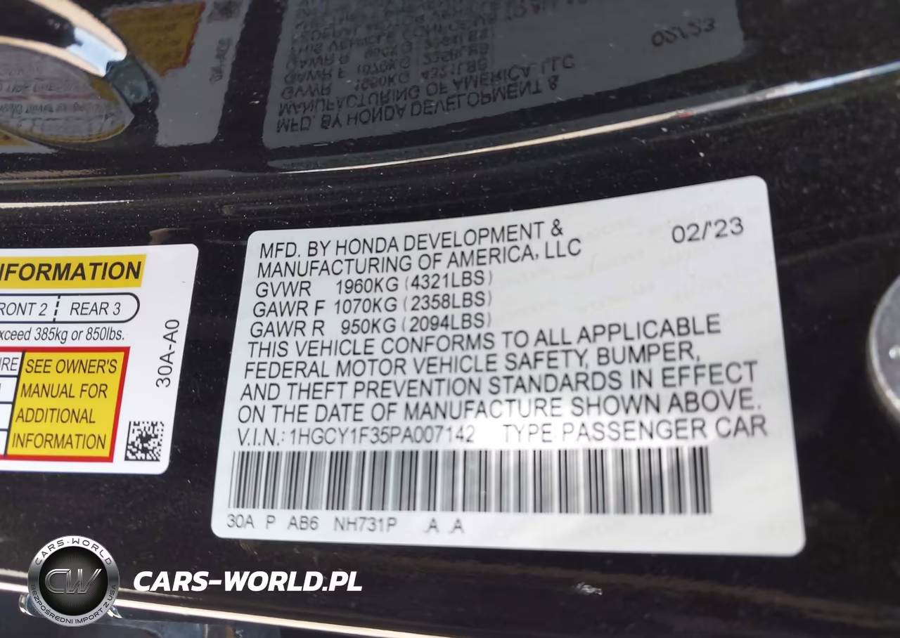 2023 Honda Accord Ex VIN:1HGCY1F35PA007142 - 9