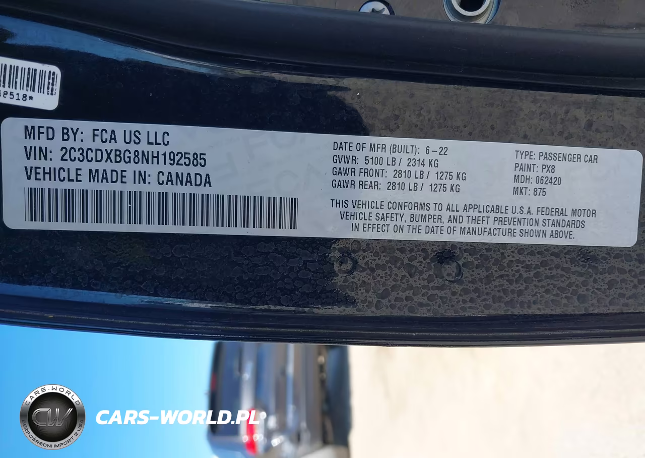 2022 Dodge Charger Sxt Rwd VIN:2C3CDXBG8NH192585 - 9