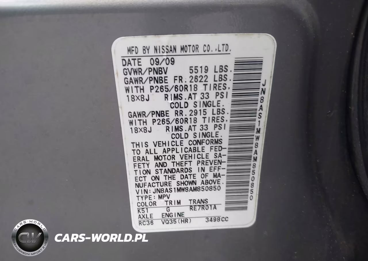 2010 Infiniti Fx35 VIN:JN8AS1MW8AM850850 - 9