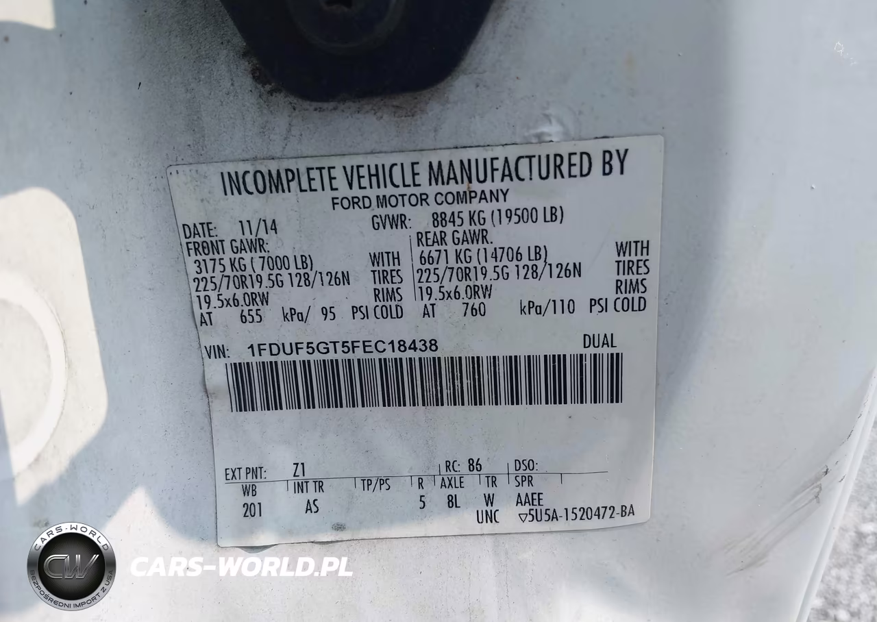 2015 Ford F-550 Chassis Xl VIN:1FDUF5GT5FEC18438 - 8