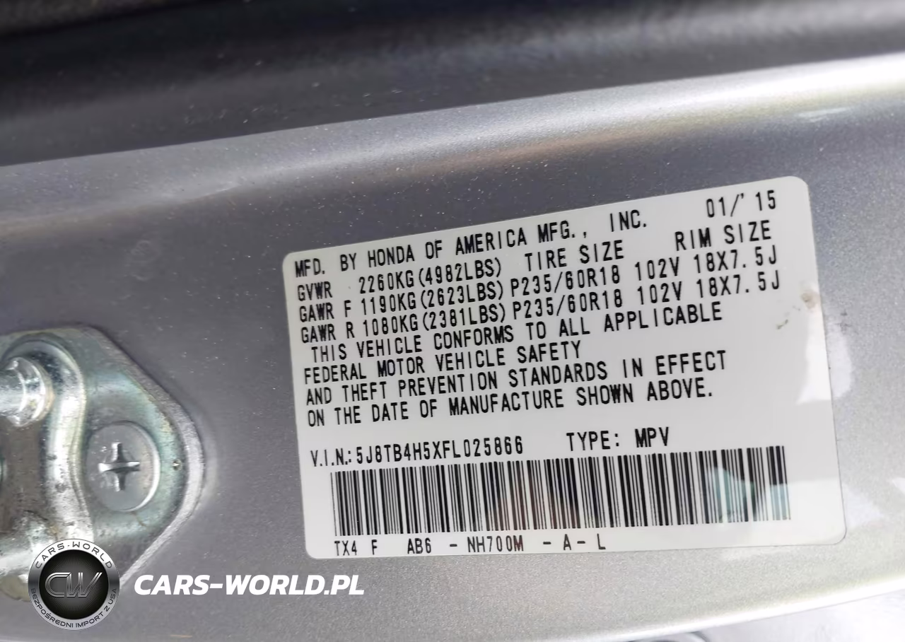 2015 Acura Rdx VIN:5J8TB4H5XFL025866 - 9