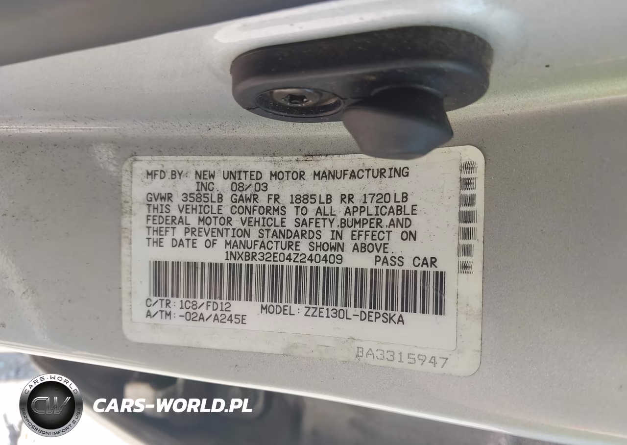 2004 Toyota Corolla S VIN:1NXBR32E04Z240409 - 9