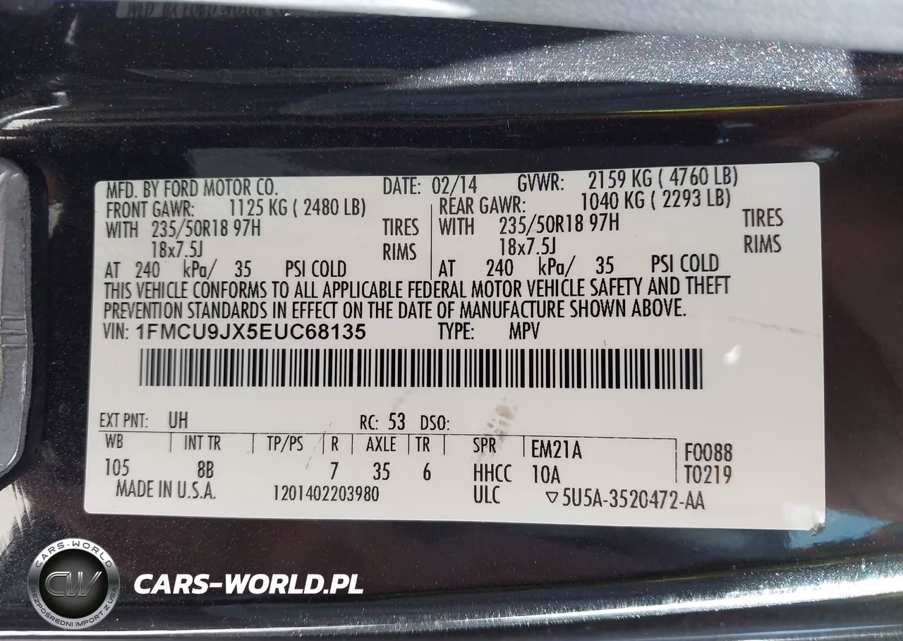 2014 Ford Escape Titanium VIN:1FMCU9JX5EUC68135 - 9