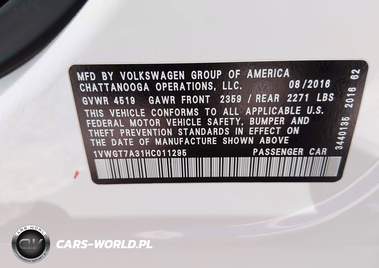 2017 Volkswagen Passat 1.8T Se VIN:1VWGT7A31HC011295 - 9
