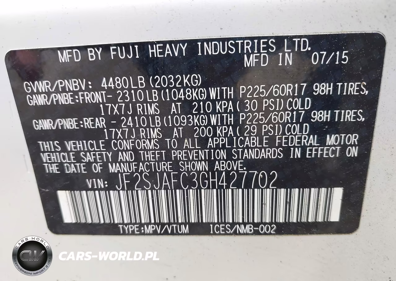 2016 Subaru Forester 2.5I Premium VIN:JF2SJAFC3GH427702 - 9