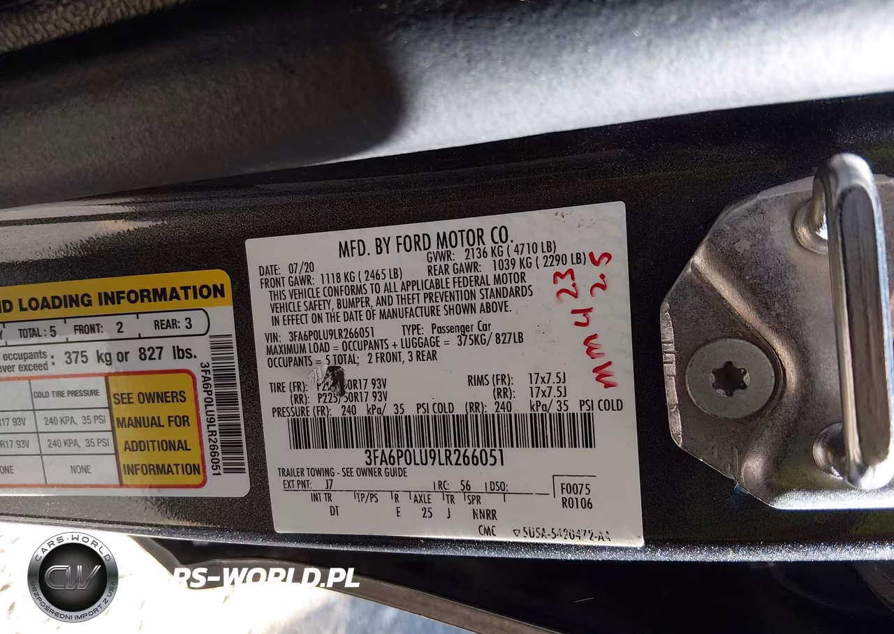 2020 Ford Fusion Hybrid Se VIN:3FA6P0LU9LR266051 - 9