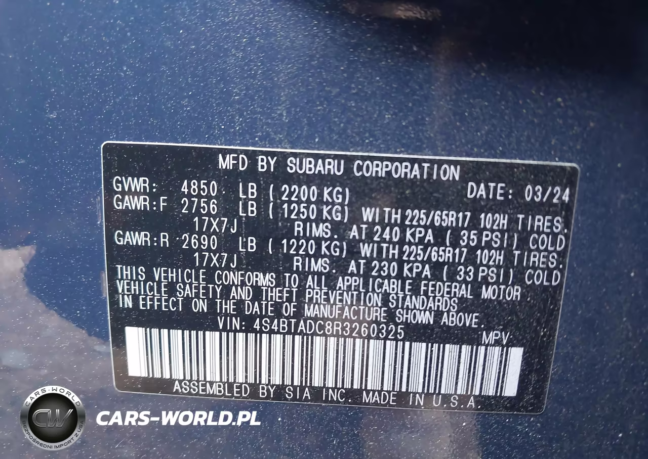 2024 Subaru Outback Premium VIN:4S4BTADC8R3260325 - 9