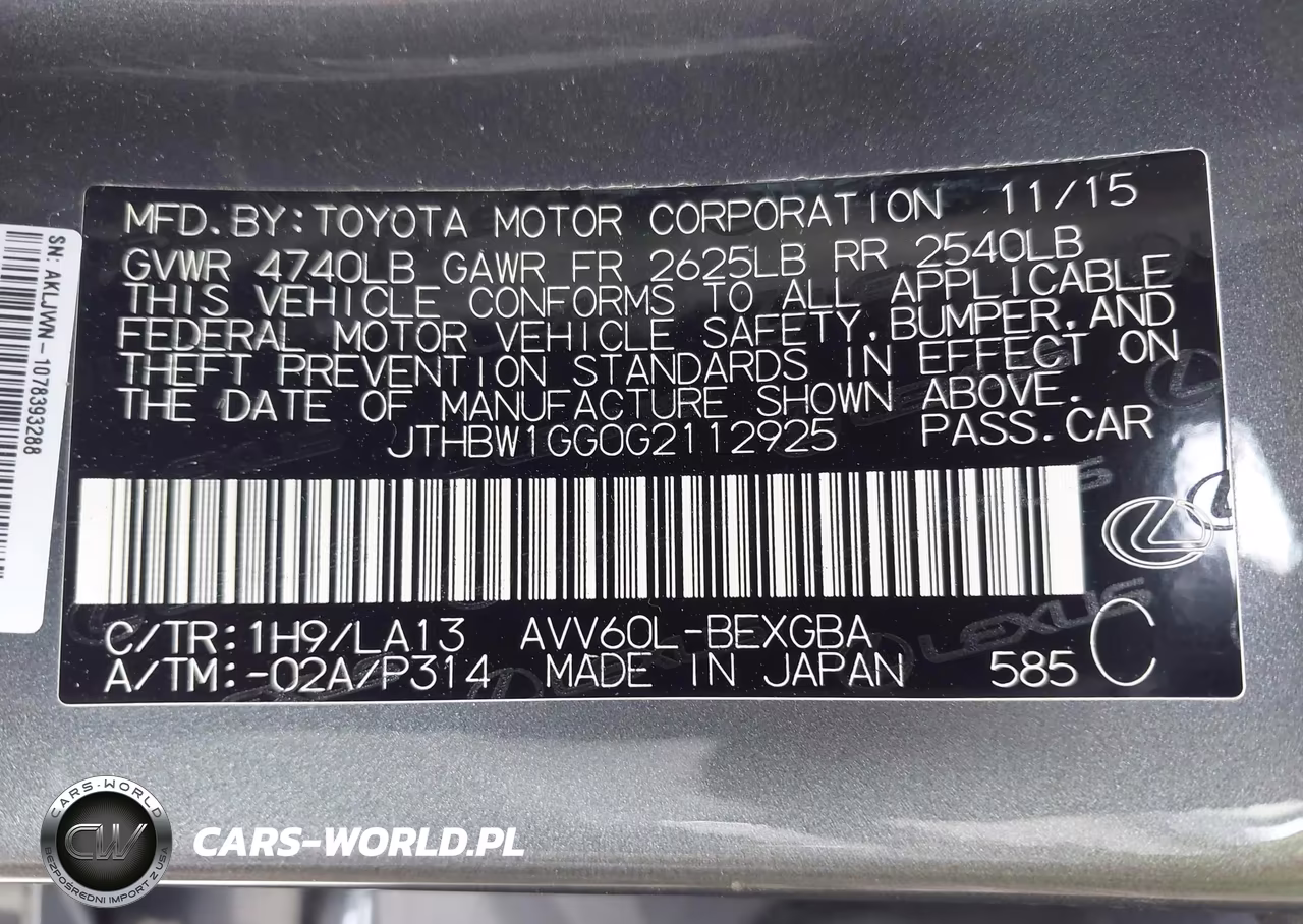 2016 Lexus Es 300H VIN:JTHBW1GG0G2112925 - 9