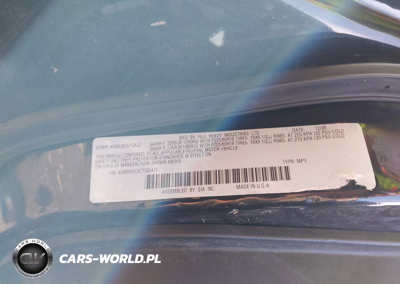2007 Subaru Outback 2.5I Basic VIN:4S4BP61C677335471 - 9