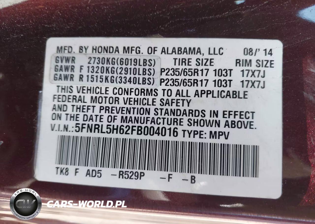 2015 Honda Odyssey Ex-L VIN:5FNRL5H62FB004016 - 9
