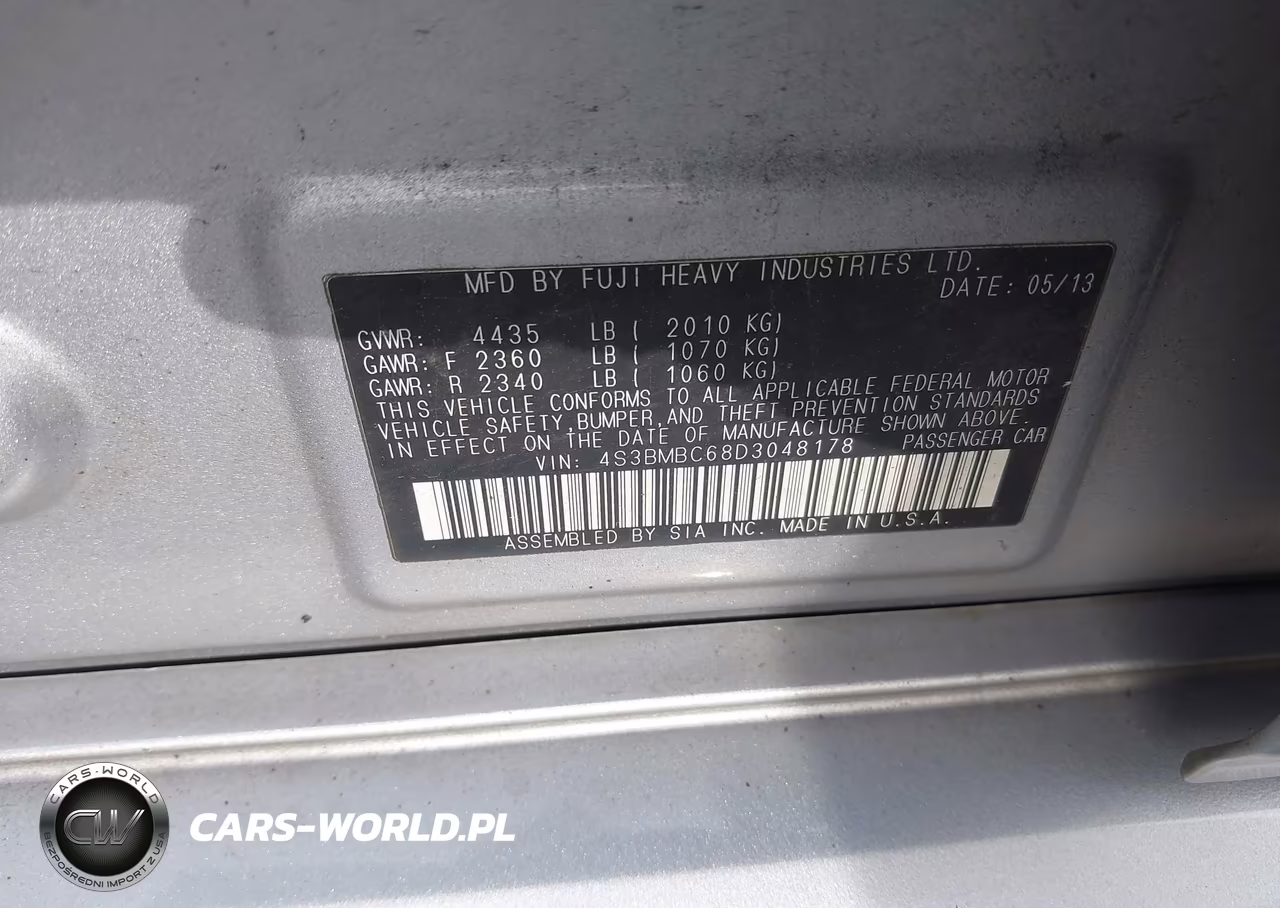 2013 Subaru Legacy 2.5I Premium VIN:4S3BMBC68D3048178 - 9
