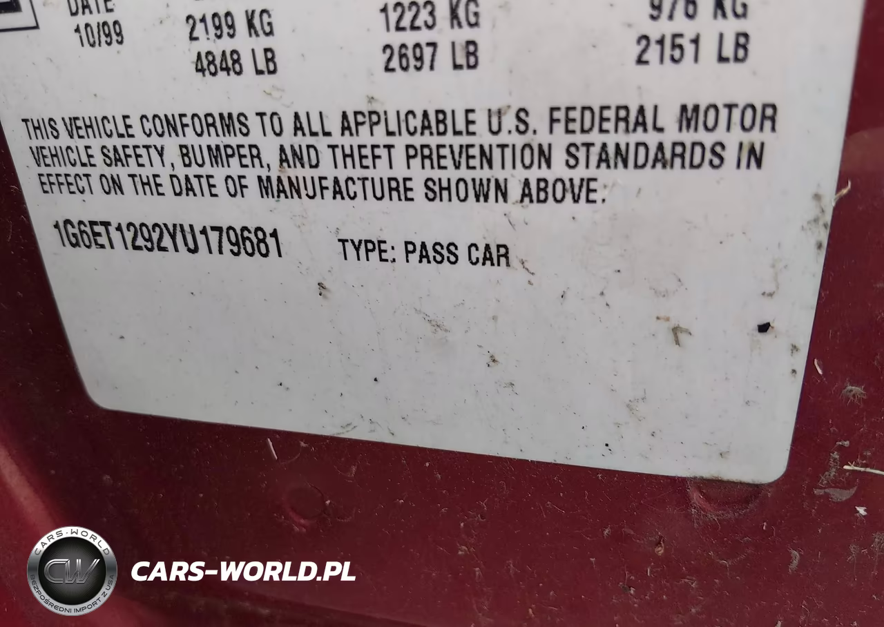 2000 Cadillac Eldorado Etc VIN:1G6ET1292YU179681 - 9