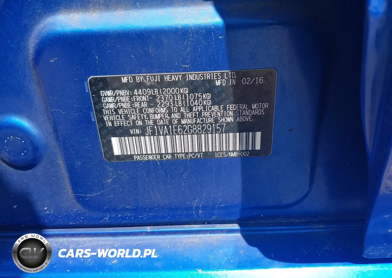 2016 Subaru Wrx Premium VIN:JF1VA1E62G8829157 - 9