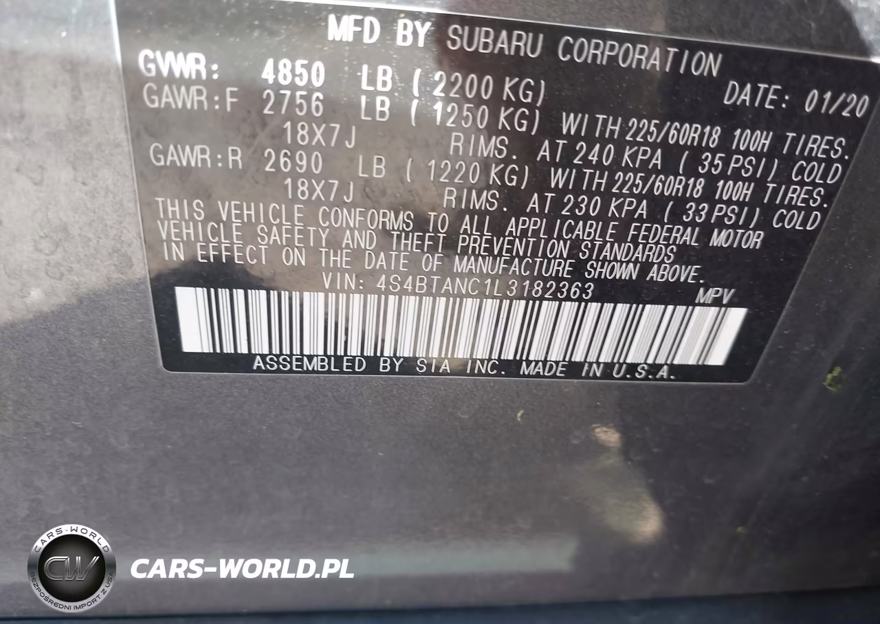 2020 Subaru Outback Limited VIN:4S4BTANC1L3182363 - 9