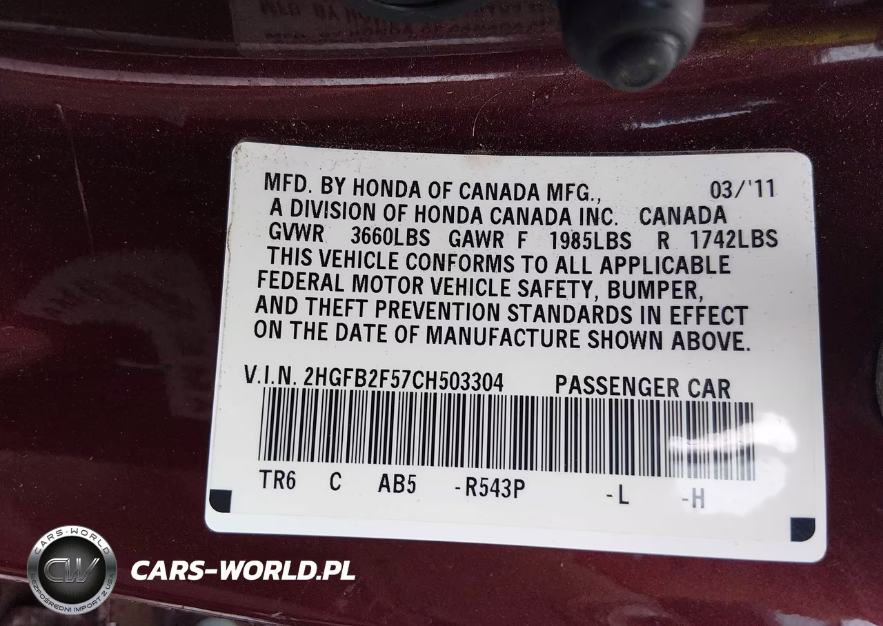 2012 Honda Civic Lx VIN:2HGFB2F57CH503304 - 9