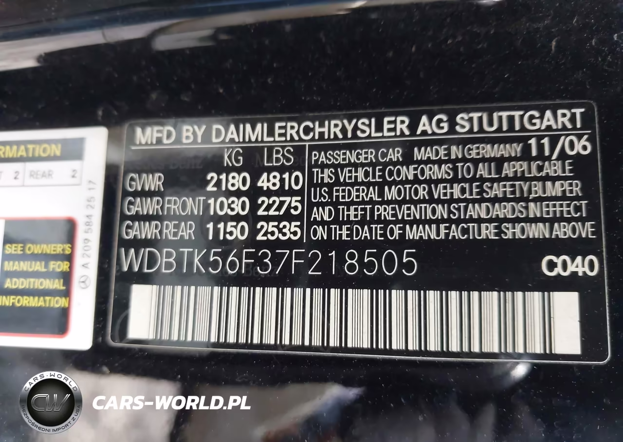 2007 Mercedes-Benz Clk 350 VIN:WDBTK56F37F218505 - 9
