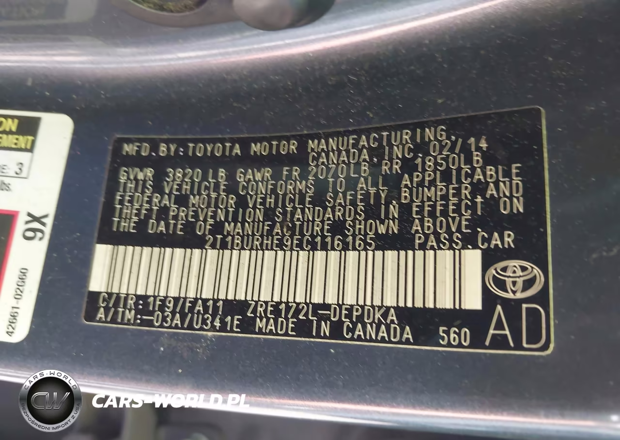 2014 Toyota Corolla L VIN:2T1BURHE9EC116165 - 9