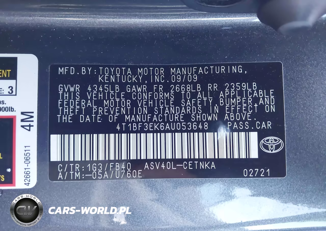 2010 Toyota Camry Le VIN:4T1BF3EK6AU053648 - 9