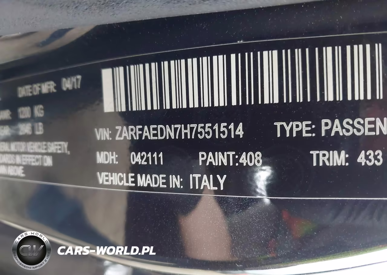 2017 Alfa Romeo Giulia Awd VIN:ZARFAEDN7H7551514 - 9