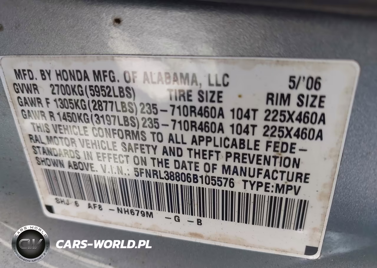2006 Honda Odyssey Touring VIN:5FNRL38806B105576 - 9