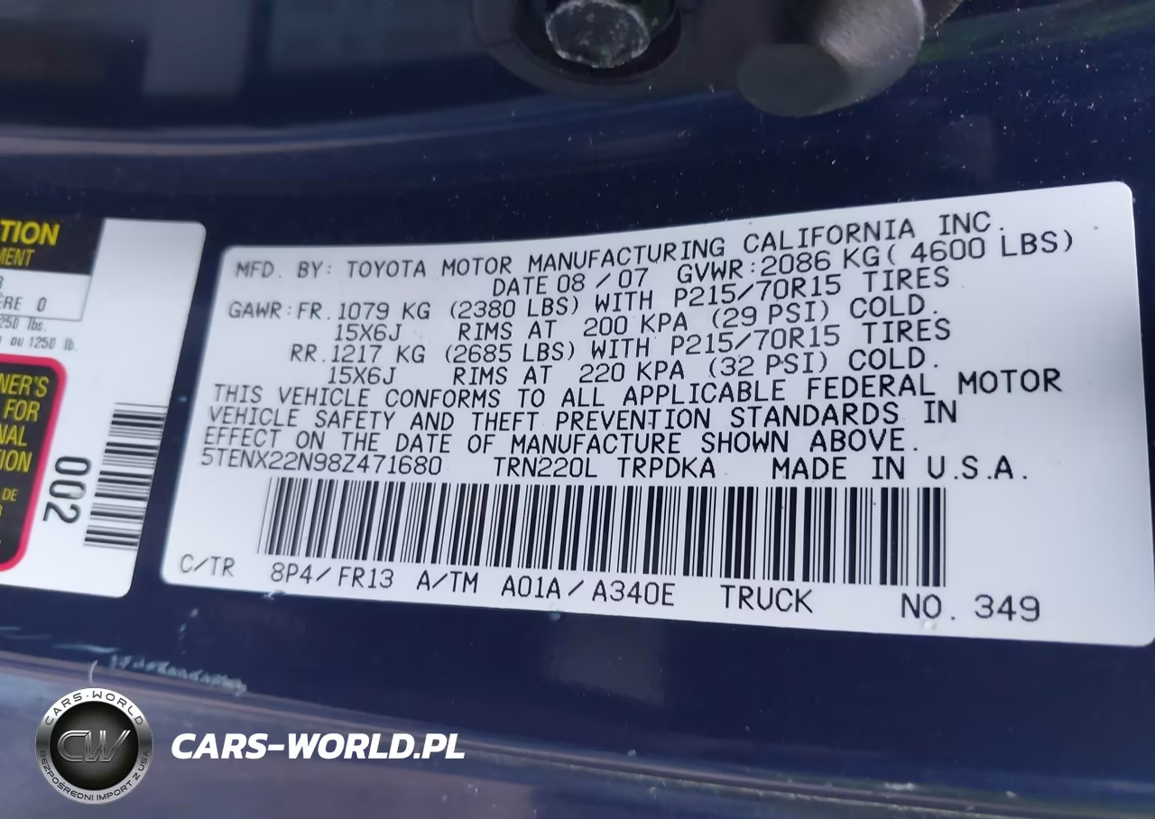 2008 Toyota Tacoma VIN:5TENX22N98Z471680 - 9