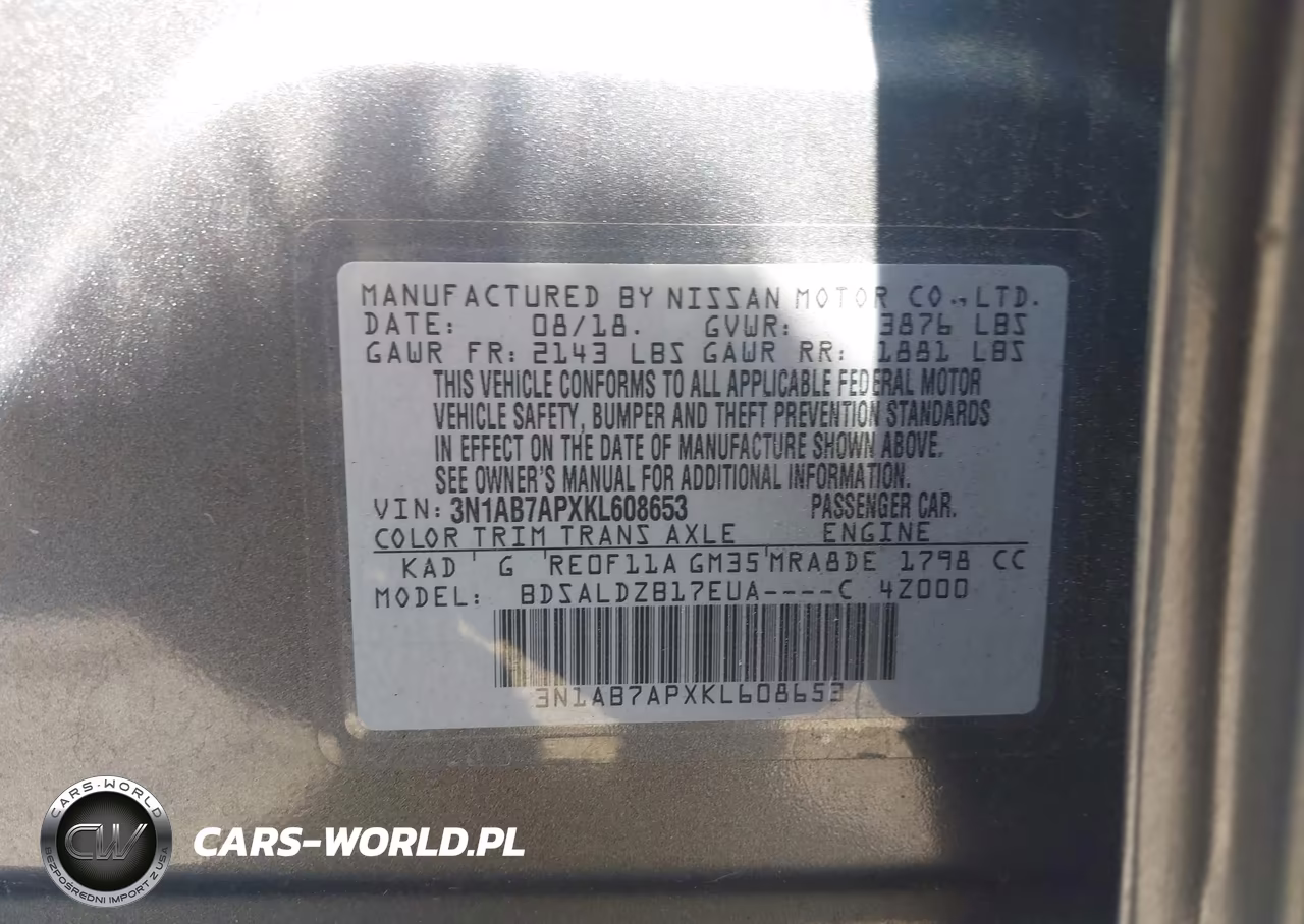 2019 Nissan Sentra Sv VIN:3N1AB7APXKL608653 - 9