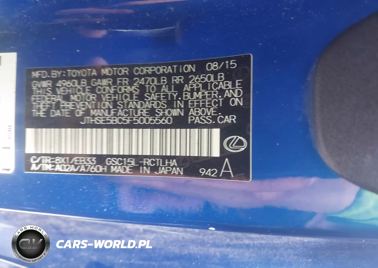 2015 Lexus Rc 350 VIN:JTHSE5BC5F5005560 - 9