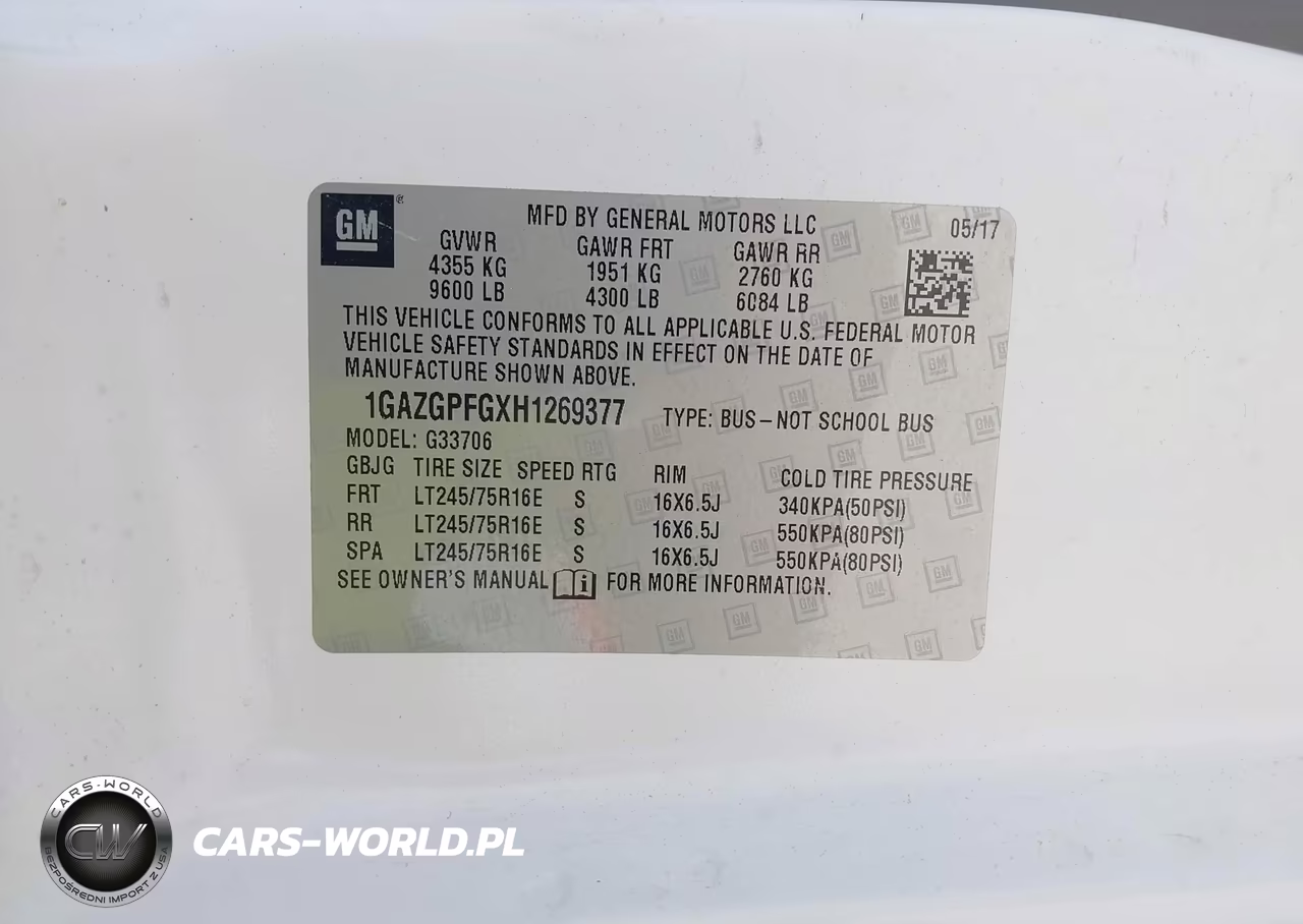 2017 Chevrolet Express 3500 Lt VIN:1GAZGPFGXH1269377 - 9