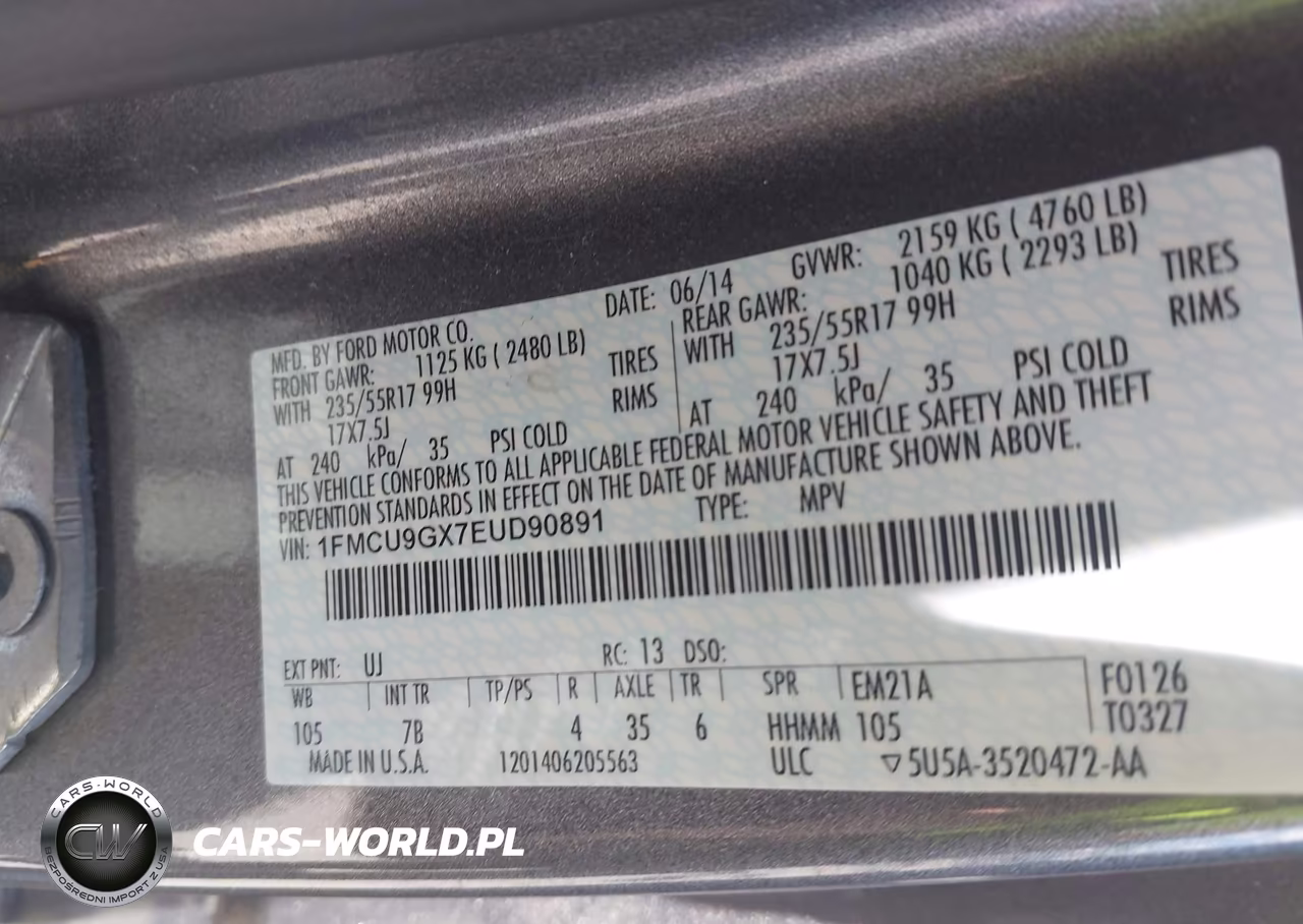 2014 Ford Escape Se VIN:1FMCU9GX7EUD90891 - 9