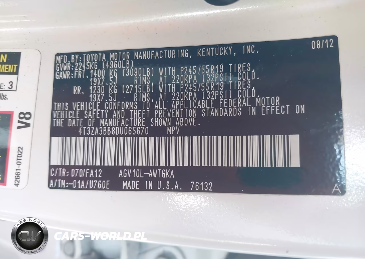 2013 Toyota Venza Le VIN:4T3ZA3BB8DU065670 - 9