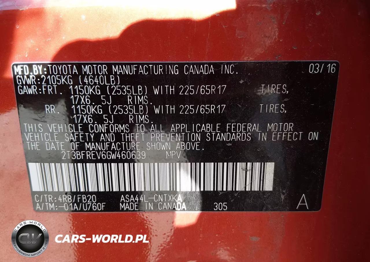 2016 Toyota Rav4 Le VIN:2T3BFREV6GW460639 - 9
