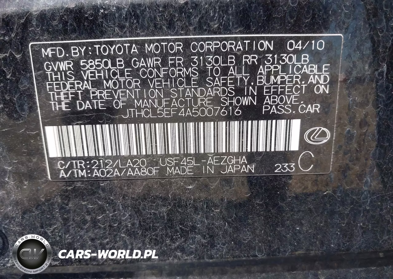 2010 Lexus Ls 460 VIN:JTHCL5EF4A5007616 - 9