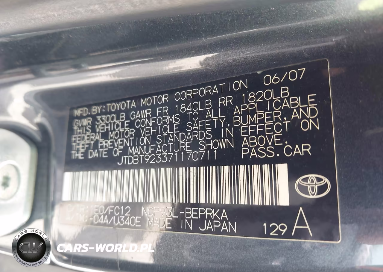 2007 Toyota Yaris VIN:JTDBT923371170711 - 9
