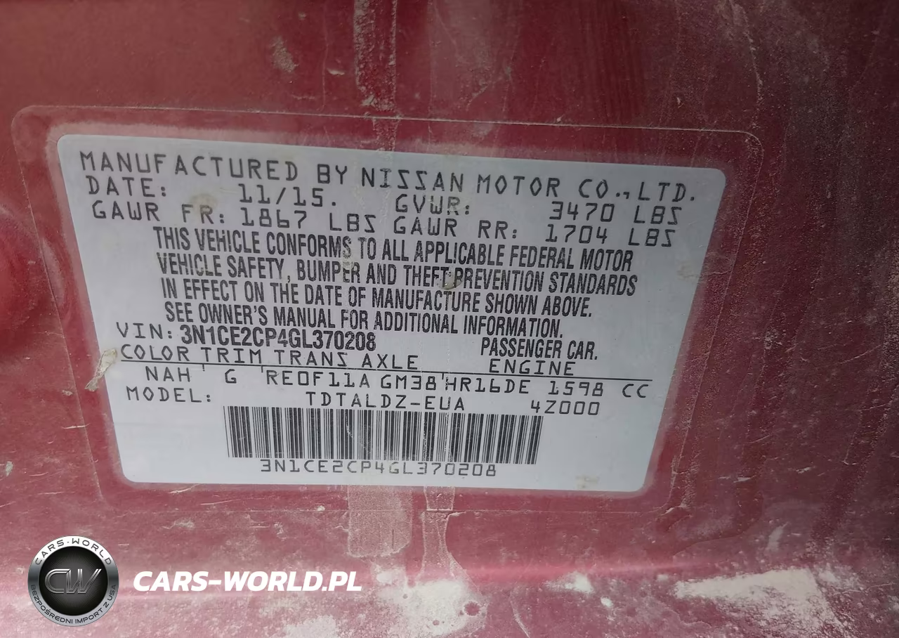 2016 Nissan Versa Note S (Sr)-S Plus-Sl-Sr-Sv VIN:3N1CE2CP4GL370208 - 9
