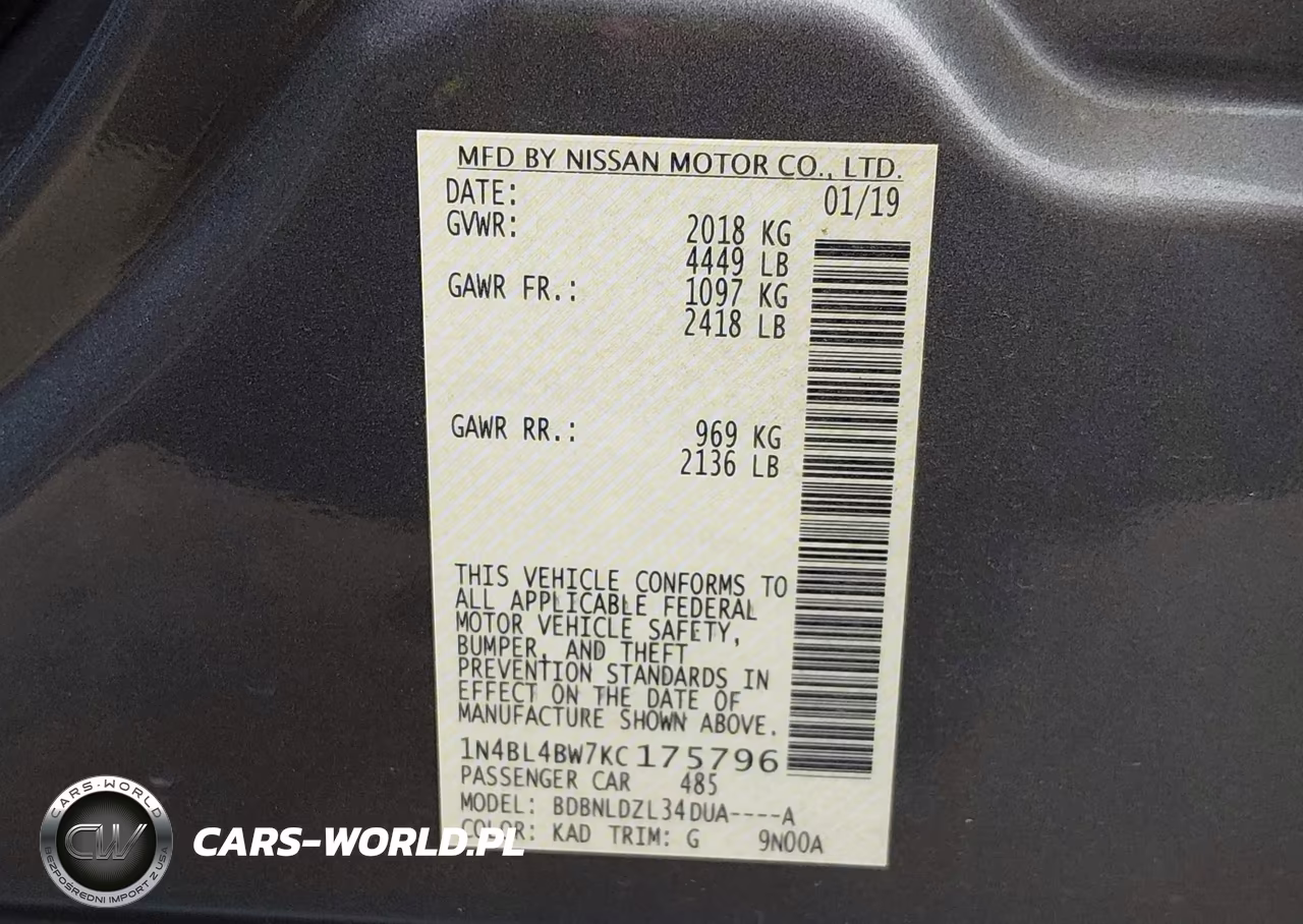 2019 Nissan Altima 2.5 S VIN:1N4BL4BW7KC175796 - 9