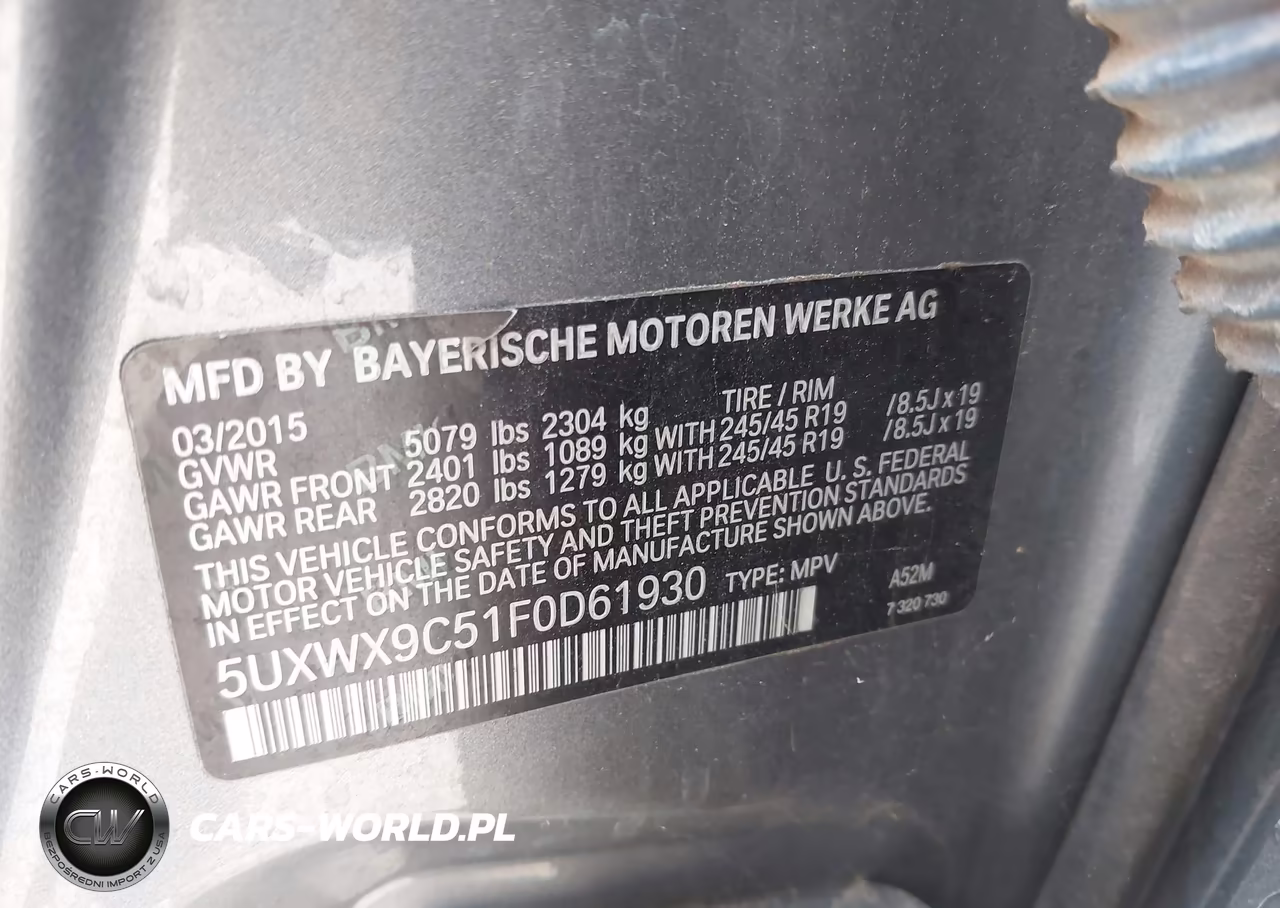 2015 BMW X3 xDrive28I VIN:5UXWX9C51F0D61930 - 9