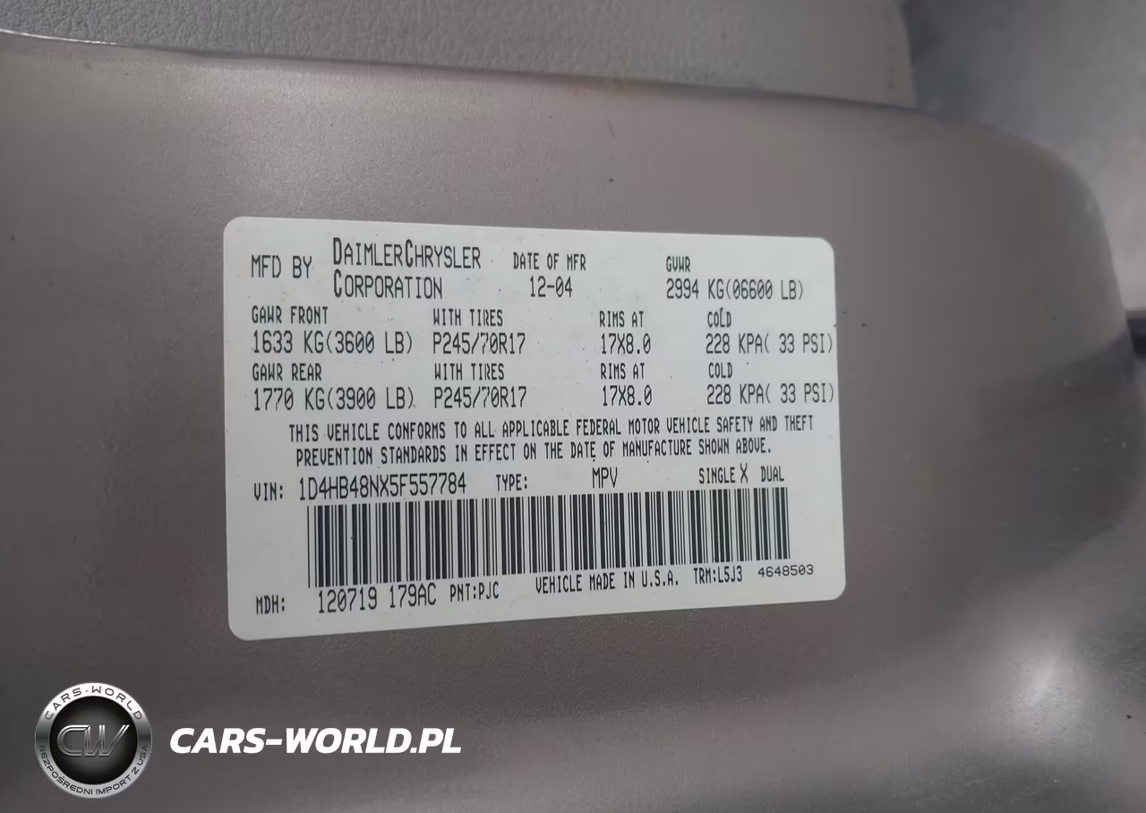 2005 Dodge Durango Slt VIN:1D4HB48NX5F557784 - 9