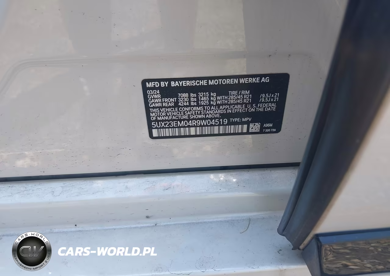 2024 BMW X7 xDrive40I VIN:5UX23EM04R9W04519 - 9