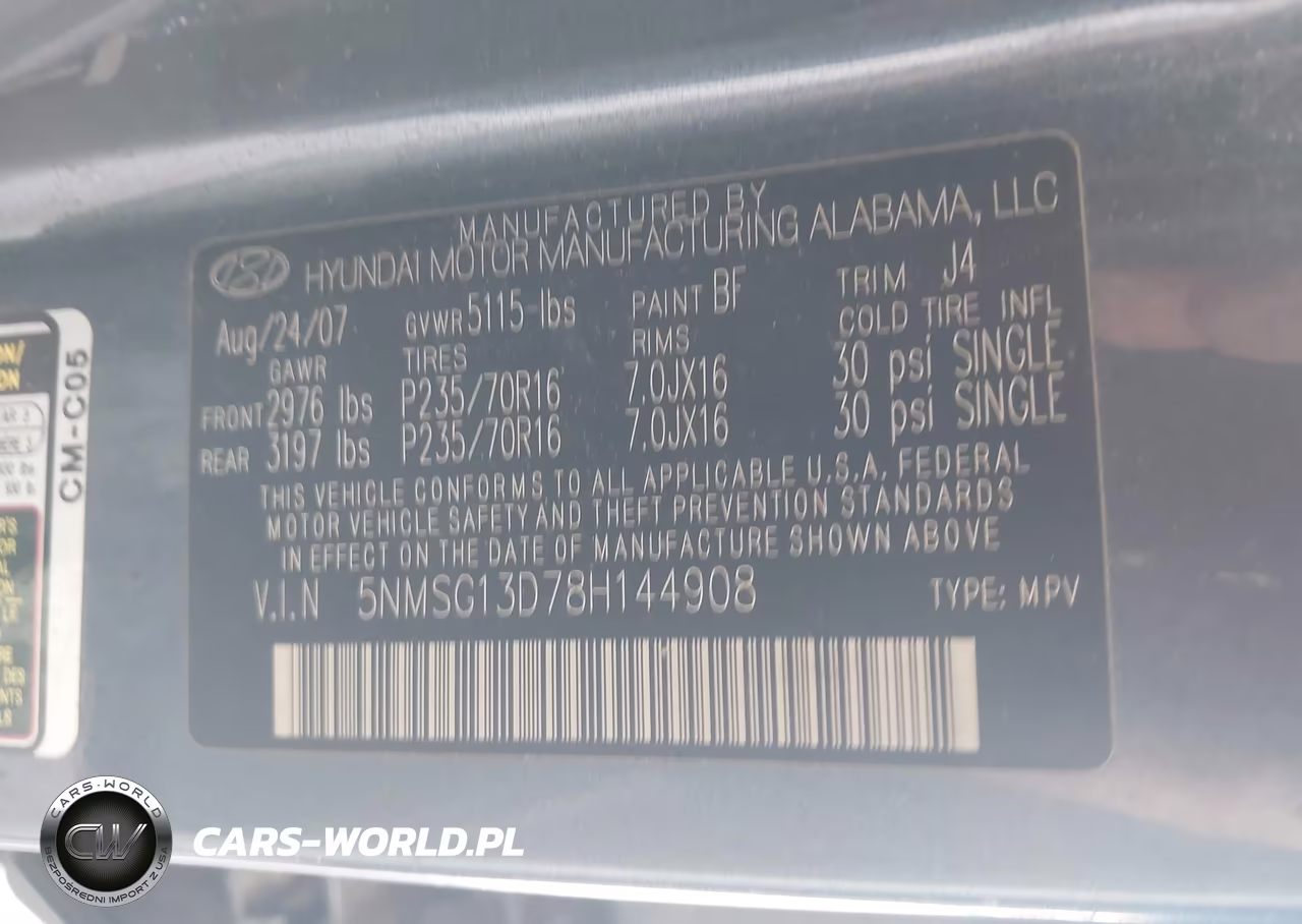 2008 Hyundai Santa Fe Gls VIN:5NMSG13D78H144908 - 9