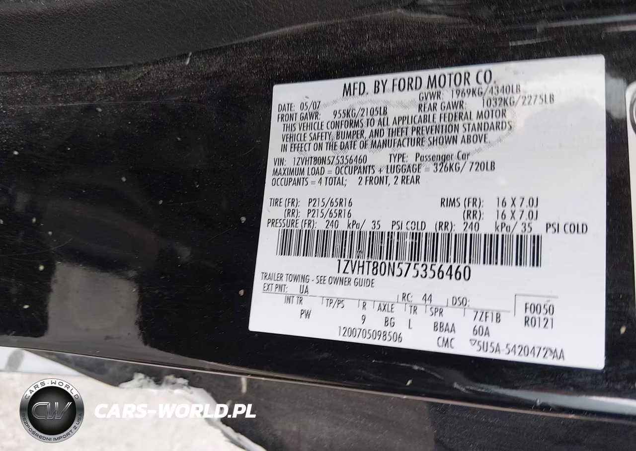 2007 Ford Mustang V6 Deluxe-V6 Premium VIN:1ZVHT80N575356460 - 9