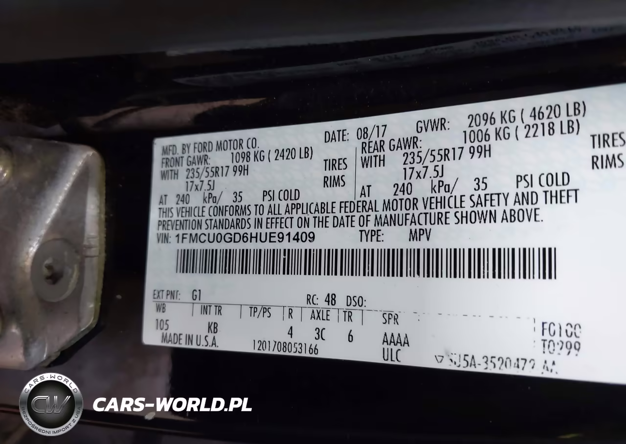 2017 Ford Escape Se VIN:1FMCU0GD6HUE91409 - 9