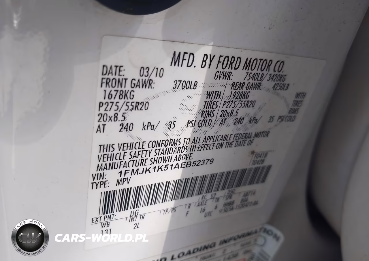 2010 Ford Expedition El Limited VIN:1FMJK1K51AEB52379 - 9