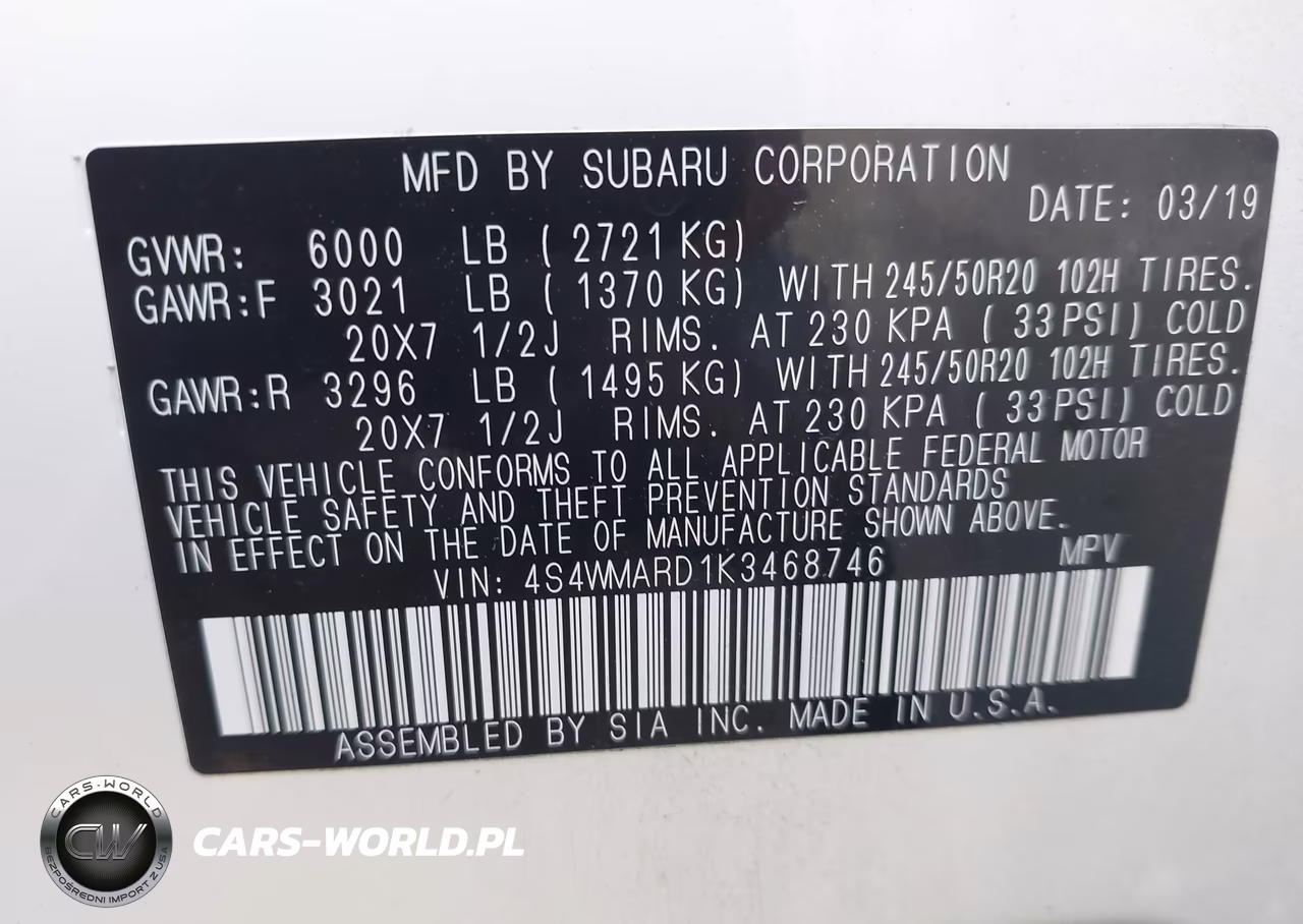 2019 Subaru Ascent Touring VIN:4S4WMARD1K3468746 - 9