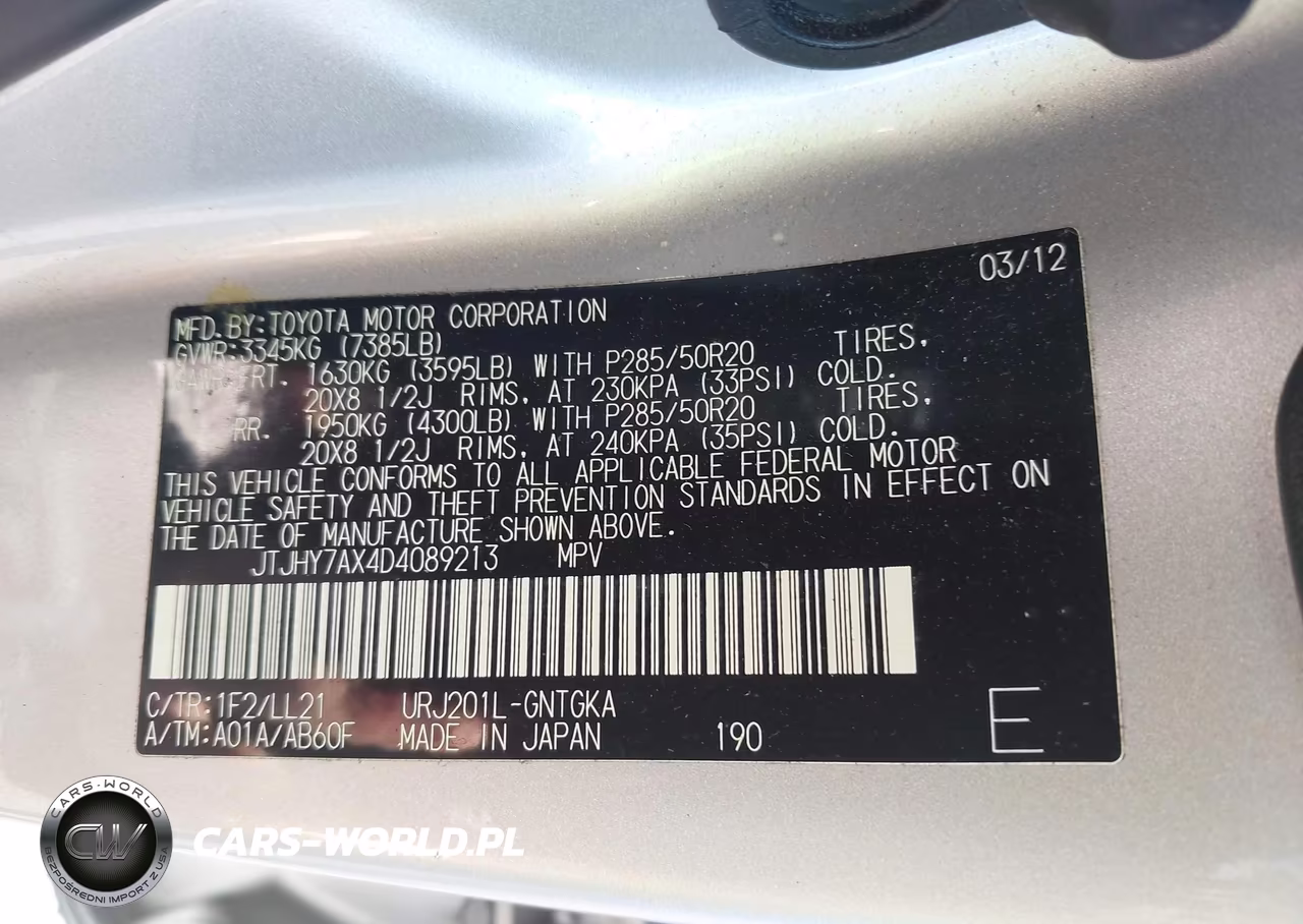2013 Lexus Lx 570 VIN:JTJHY7AX4D4089213 - 9