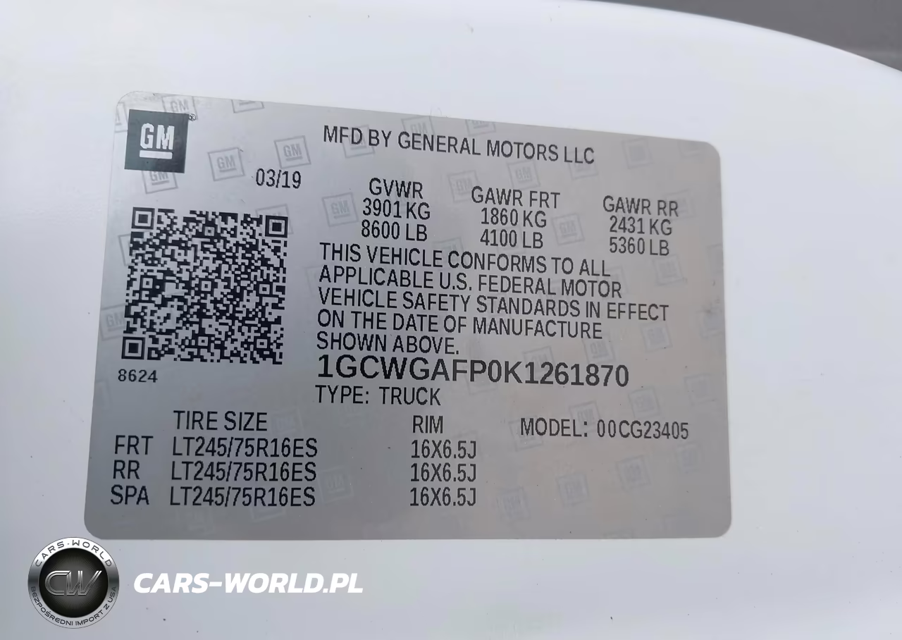 2019 Chevrolet Express 2500 Work Van VIN:1GCWGAFP0K1261870 - 9