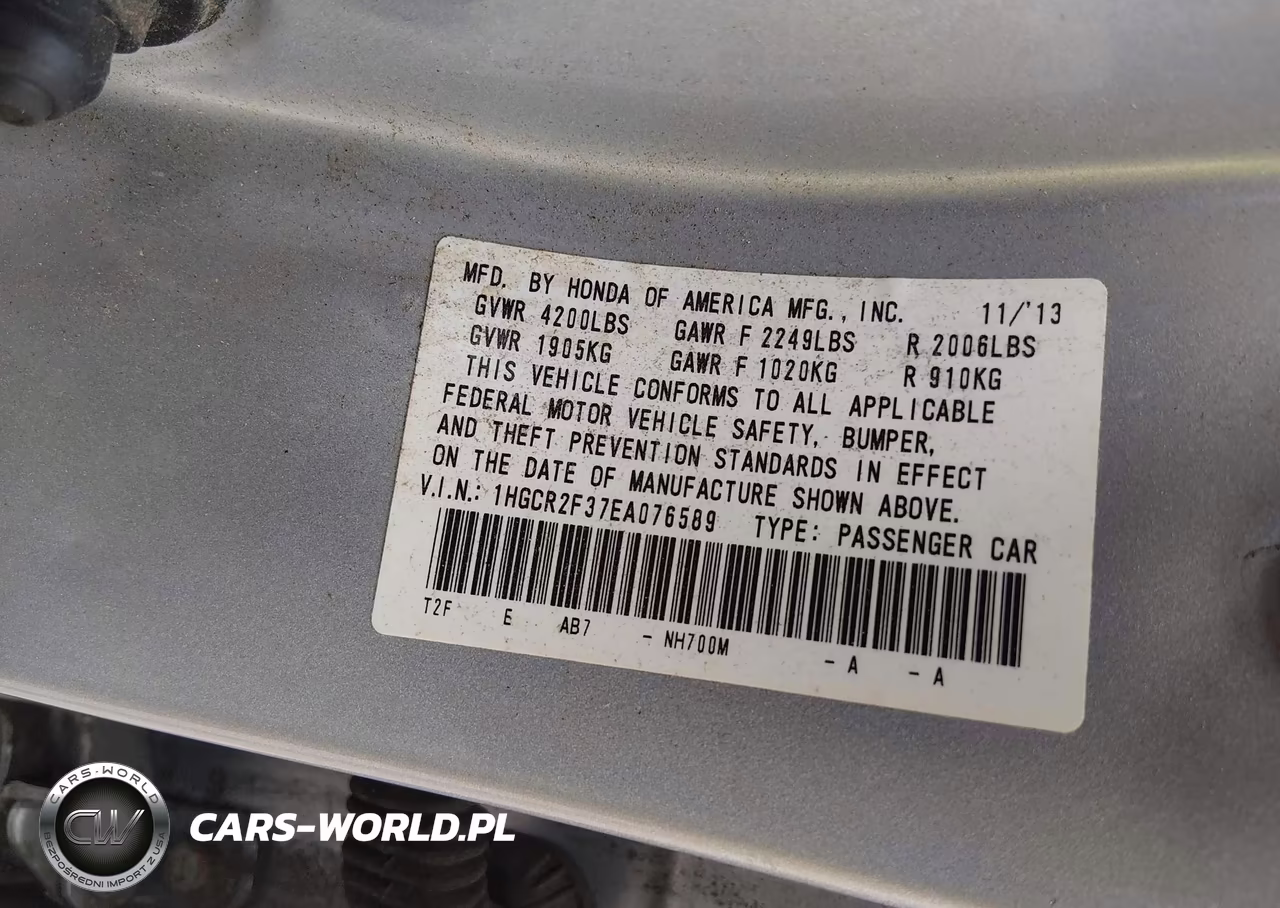 2014 Honda Accord Lx VIN:1HGCR2F37EA076589 - 9