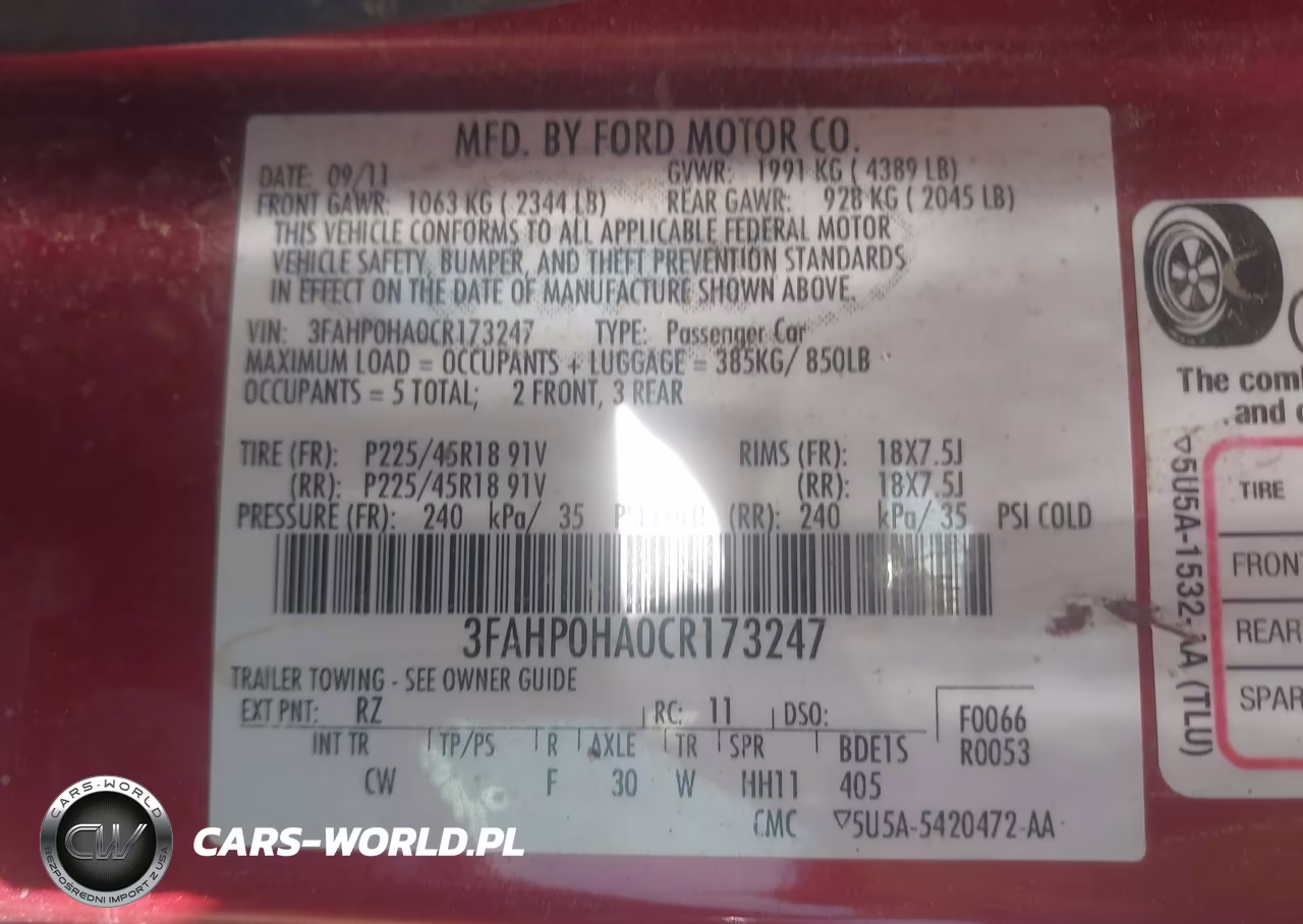 2012 Ford Fusion Se VIN:3FAHP0HA0CR173247 - 9